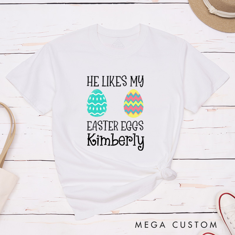 Personalized He Likes My Easter Eggs She Likes My Carrot Easter Couple Matching Shirt