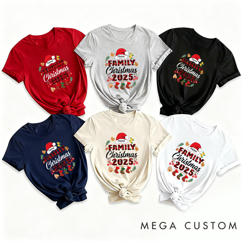 Personalized Funny Reunion Christmas Santa Theme Family Matching T-Shirts