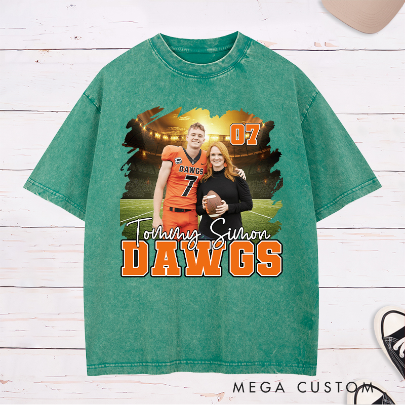 Personalized Baseball Washed T-Shirt with Custom Player Photo and Name  