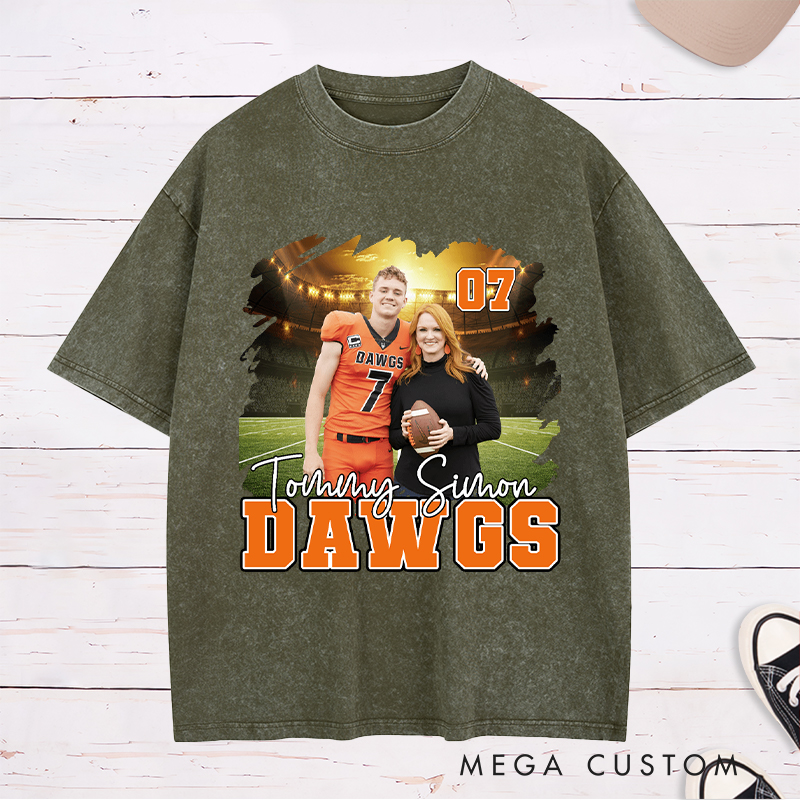 Personalized Baseball Washed T-Shirt with Custom Player Photo and Name  