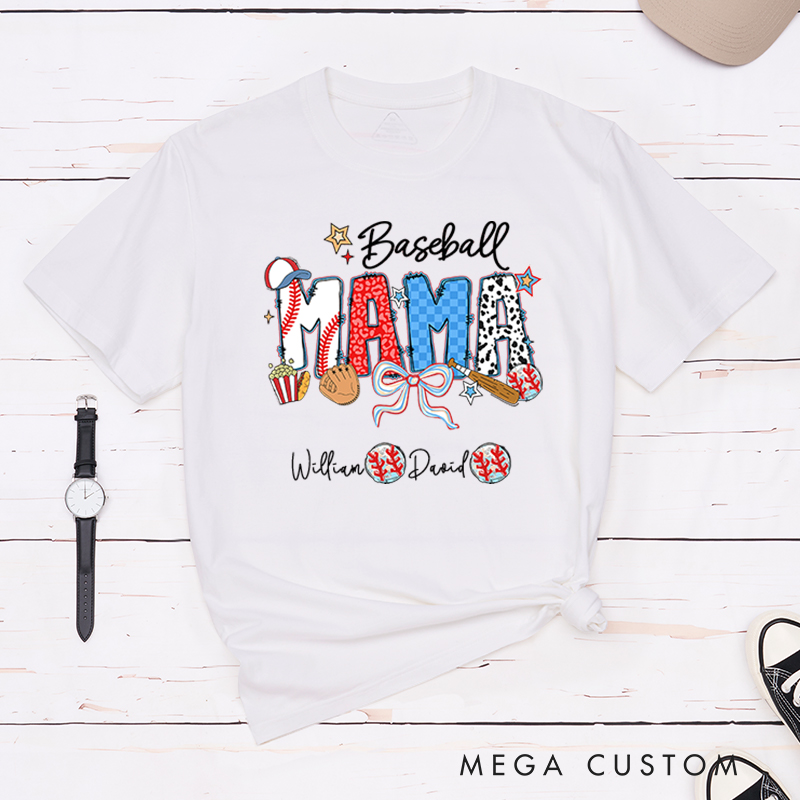 Personalized Baseball T-Shirt with Custom Name and Design for Mom Nana and More