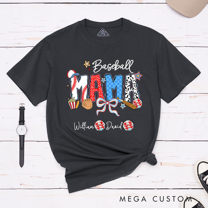 Personalized Baseball T-Shirt with Custom Name and Design for Mom Nana and More