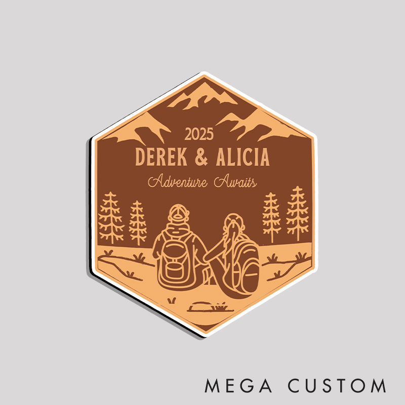 Personalized Hiking Couple Magnet National Park Couples Gift Unique Custom Outdoors Gifts for Hikers Backpackers Happy Camper Outdoors Lover