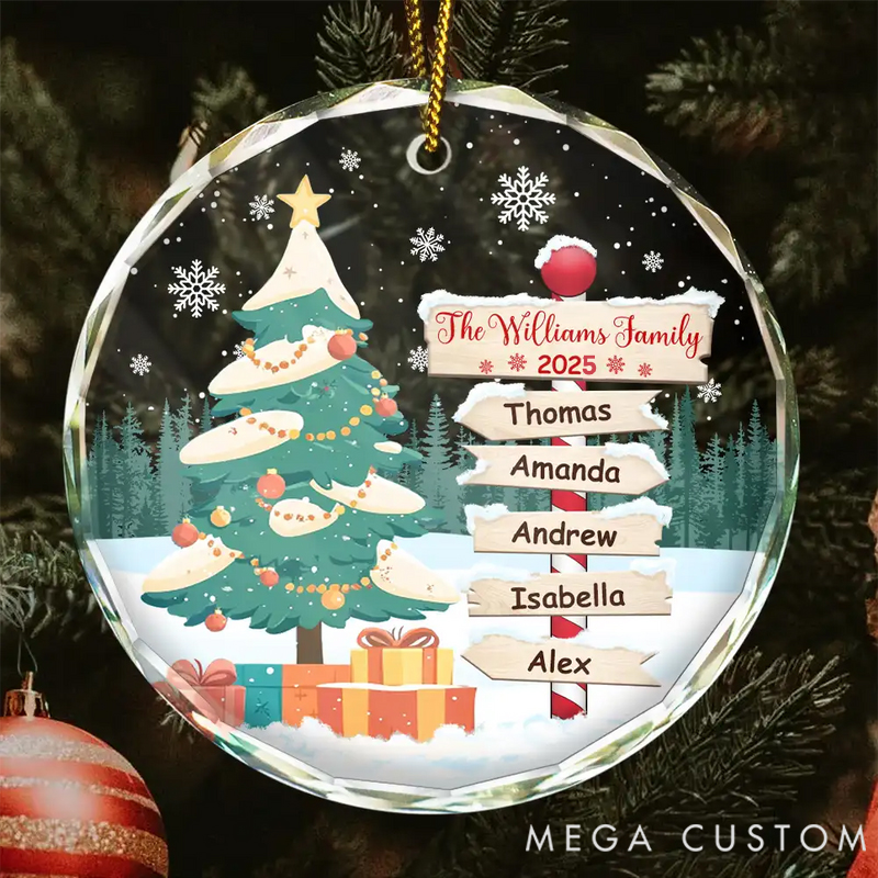 Personalized Glass Round Shape Christmas North Pole Family Name Making Memories Together Christmas Ornament 