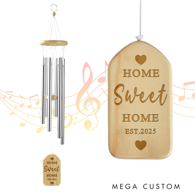 Personalized Home Sweet Home Heart Wind Chime Custom Home Wind Chime Cute Home Gift Personalised Wind Chime For New Home