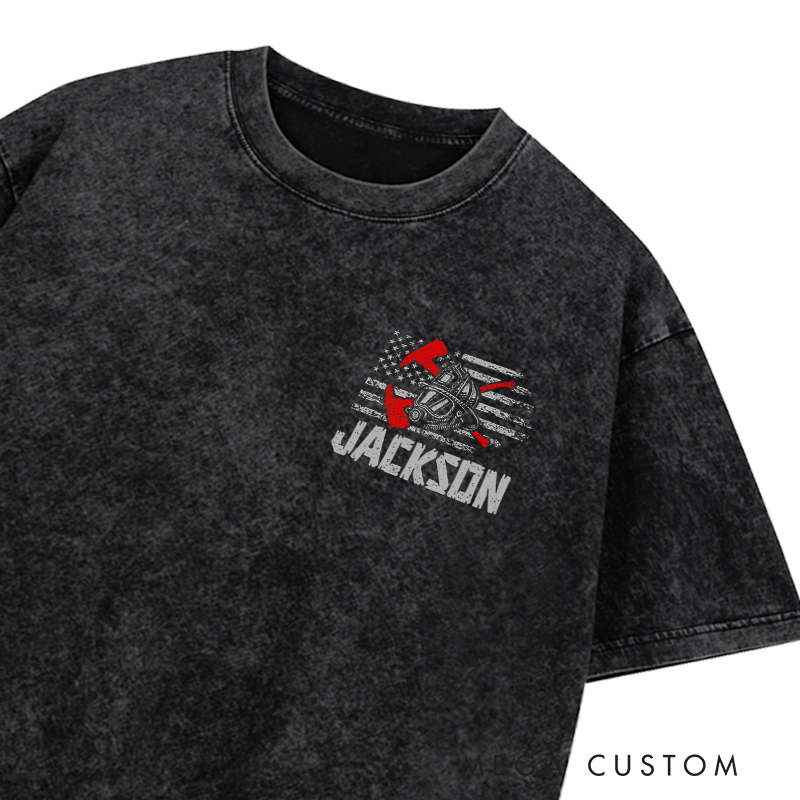 Personalized Firefighter Washed T-Shirt Firefighter's Daughter Gift for Firefighters Daughter