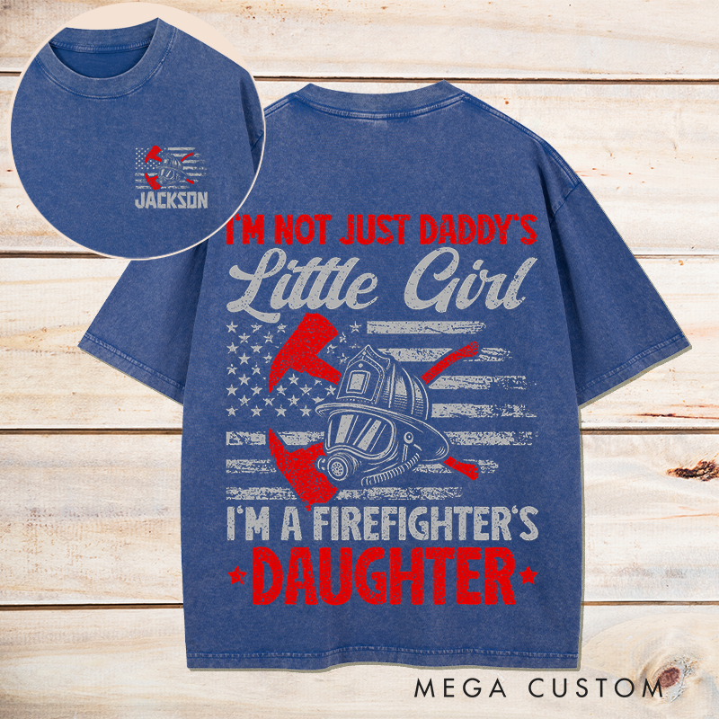 Personalized Firefighter Washed T-Shirt Firefighter's Daughter Gift for Firefighters Daughter