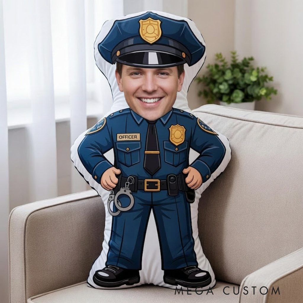 Personalized Police Officer Face Pillow photo Gift for Law Enforcement