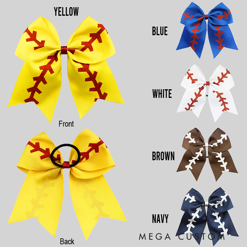 Personalized Softball Bow Sport Hair Accessories with Initial and Name Game Day Birthday Gift for Softball Players