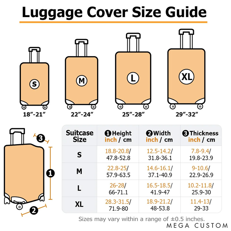 Personalized Initial Elastic Luggage Cover Protector Fits 18-32 Inches Suitcase with Name Travel Accessory Gift for Traveler