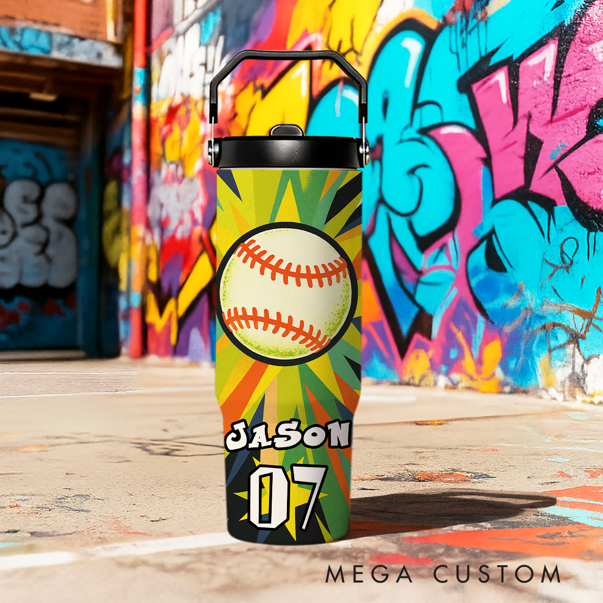 Personalized 30oz Sports Travel Mug, Customizable with Sport Type, Name, and Number, Making It The Perfect Gift for Athletes and Fans.