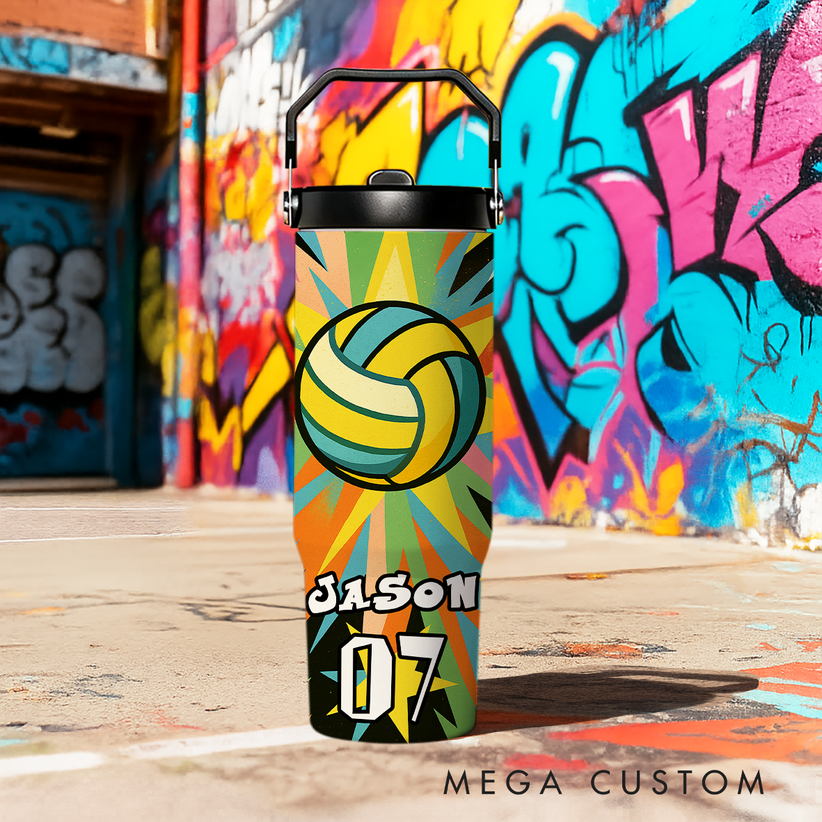 Personalized 30oz Sports Travel Mug, Customizable with Sport Type, Name, and Number, Making It The Perfect Gift for Athletes and Fans.