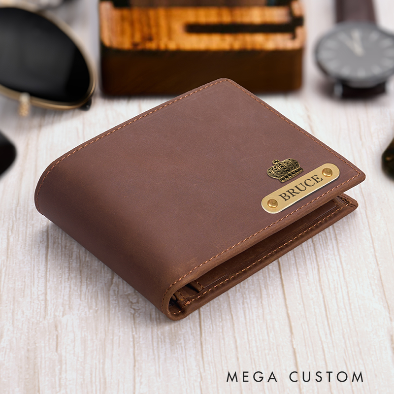 Personalized Leather Wallet with Name & Charm Custom Wallet for Him Engraved Wallets with Name Mens Wallet Minimalist Wallet Leather Gift For Him Gift for Husband Boyfriend Father