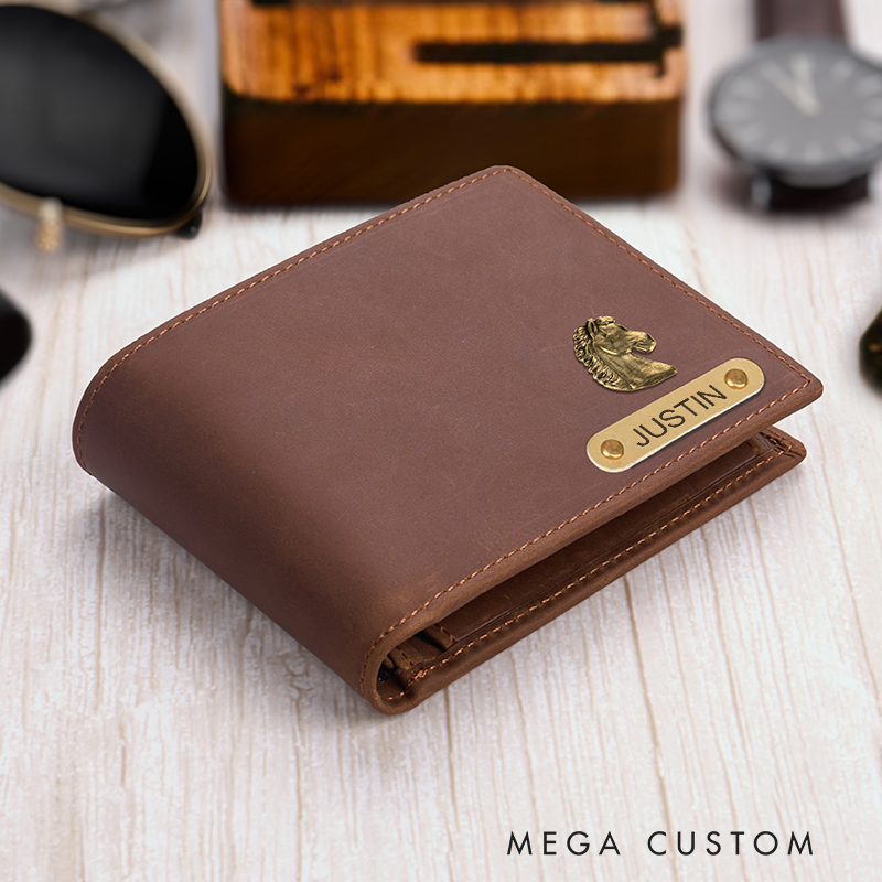 Personalized Leather Wallet with Name & Charm Custom Wallet for Him Engraved Wallets with Name Mens Wallet Minimalist Wallet Leather Gift For Him Gift for Husband Boyfriend Father
