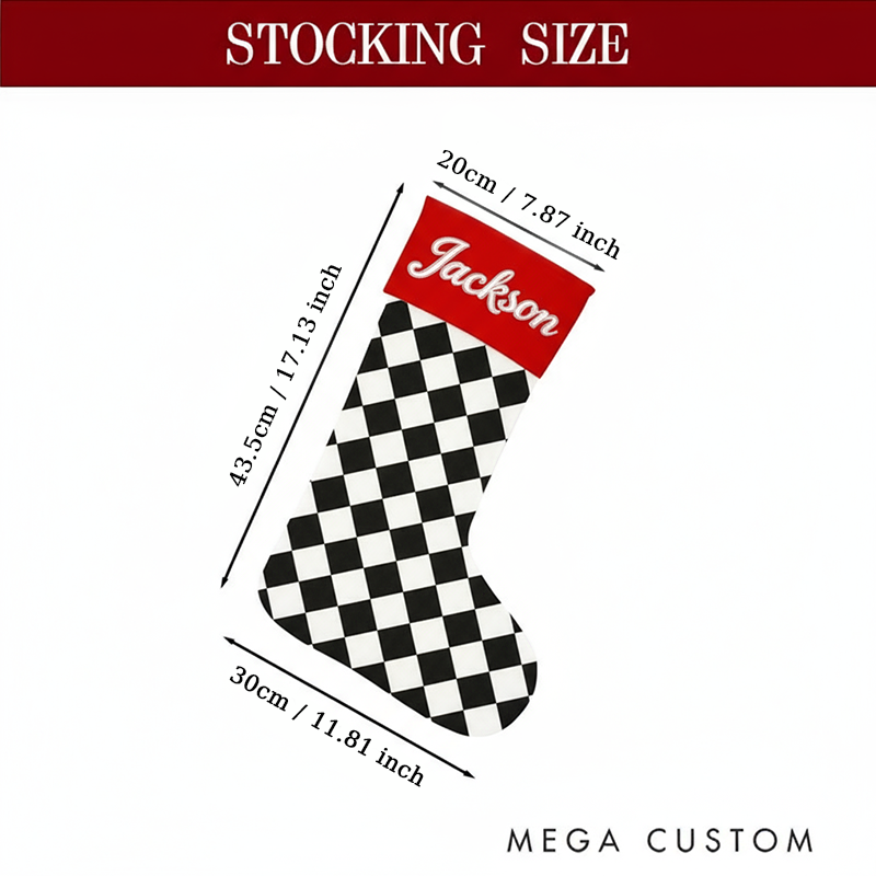 Personalized Embroidered Racing Christmas Stocking with Name Custom Gift for Racers and Racing Lovers