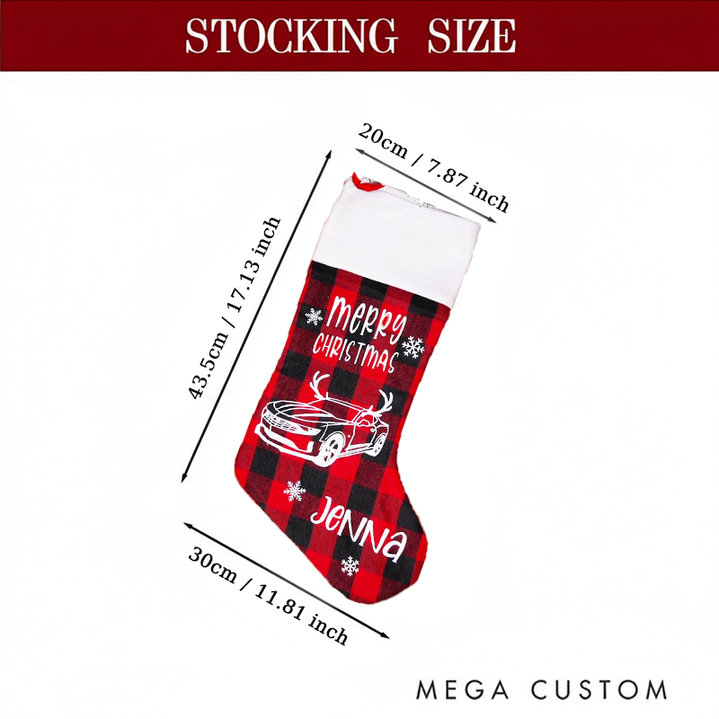 Personalized Racing Christmas Stocking with Custom Car Design and Name Gift for Racers and Racing Lovers