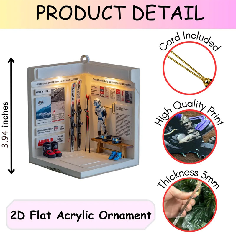 Personalized 2D Knitting Ornament Custom Yarn Christmas Gift Knitter Holiday Ornament Crochet Acrylic Decor Crafting Ornament For Tree