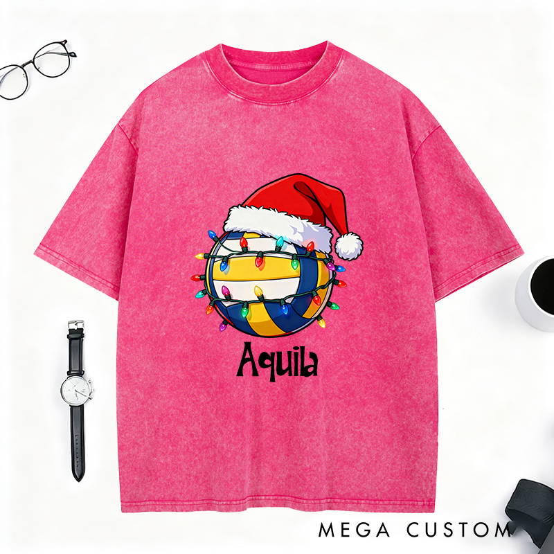 Personalized Christmas T-Shirt with Festive Basketball, Soccer, Baseball, and Volleyball Designs