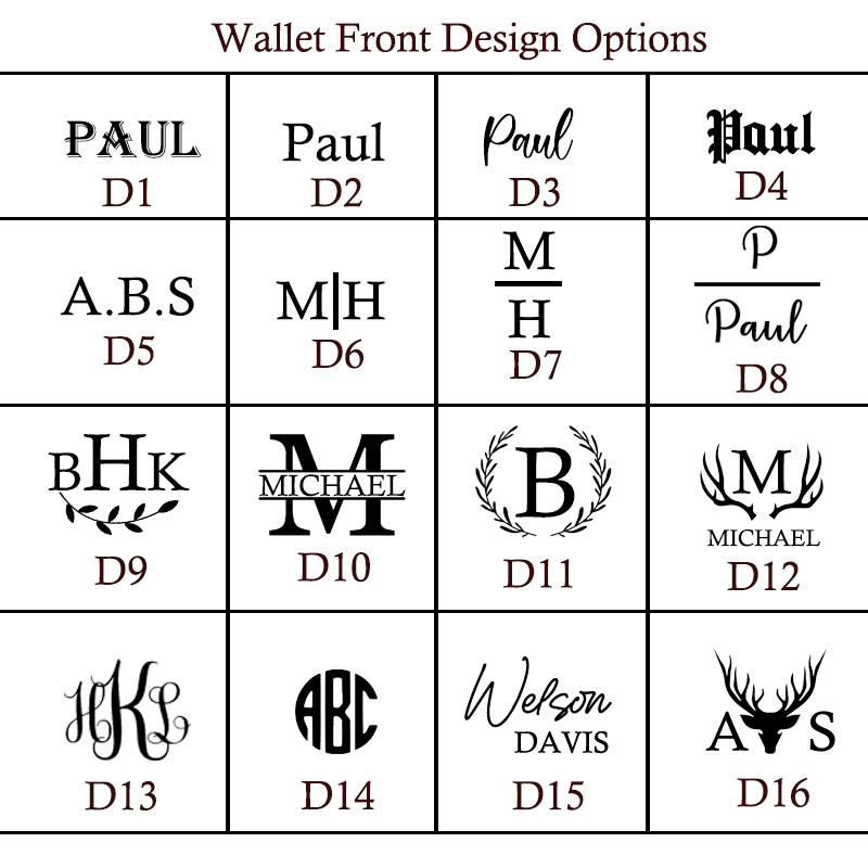 Personalized Engraved Trifold Wallets Mens Leather Wallet 1 2 3 Year Anniversary Gifts Christmas Husband Gift Boyfriend Gift