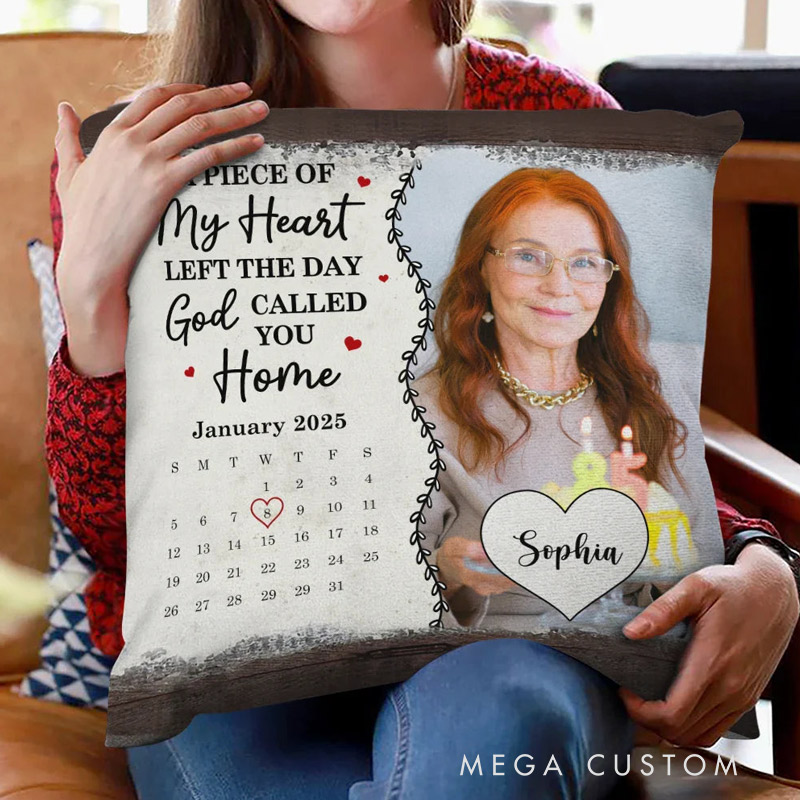 Personalized Photo Calendar Throw Pillow Not A Day Goes By That You Are Not Missed Memorial Pillow Sympathy Gift for Family Members