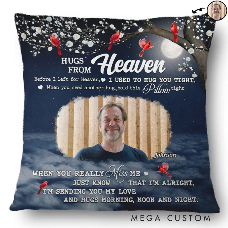 Personalized Memorial Throw Pillow Custom Photo Sending You My Love Memorial Gift for Family