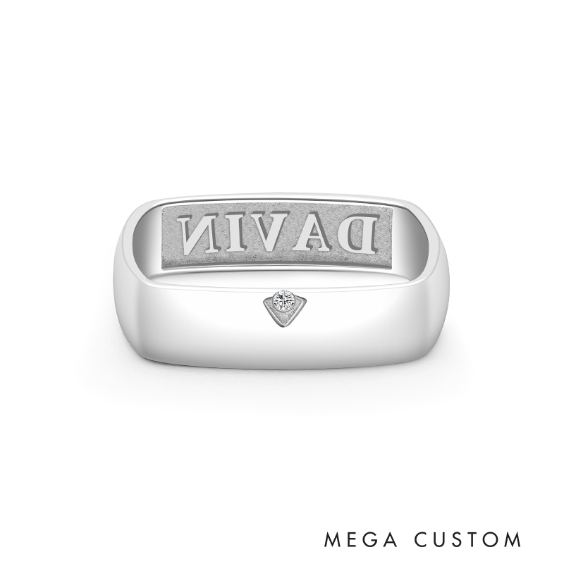 Personalized Sterling Silver Square Ring with Birthstone and Engraved Name Unique Custom Jewelry Rings 925 Sterling Silver Gifts for Her