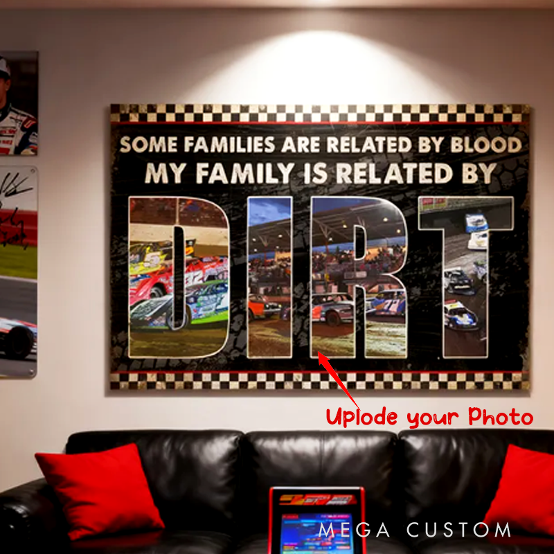 Personalized Dirt Track Racing Family Poster Custom Racing Photos and Text Wall Art Gift for Racers and Racing Lovers