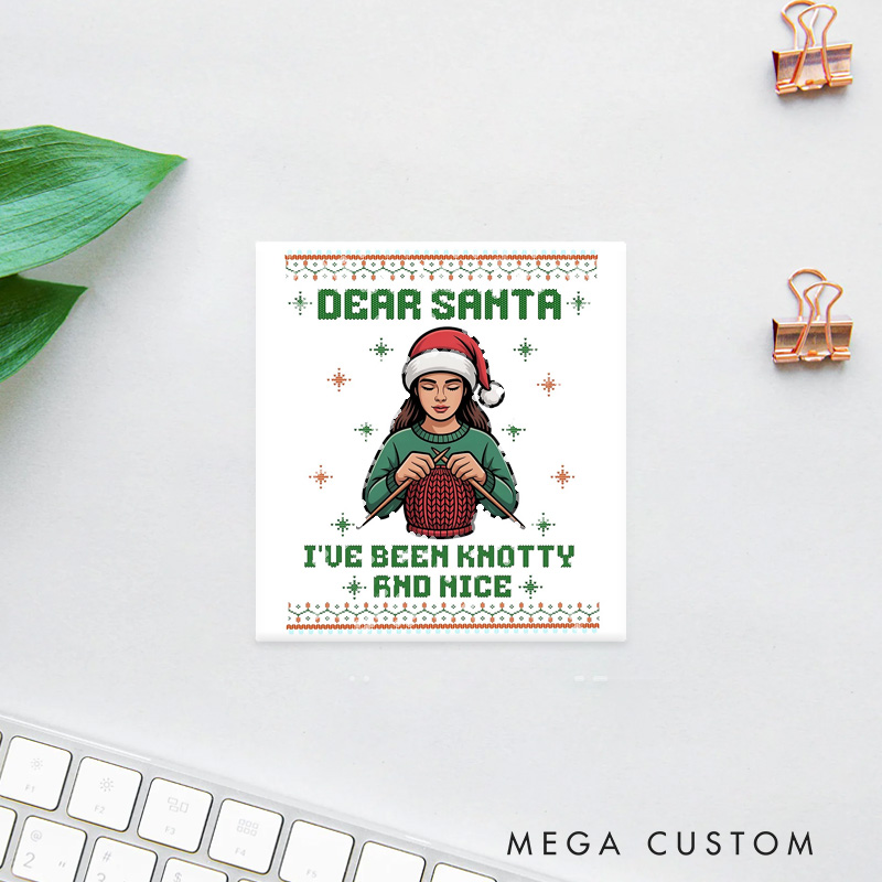 Personalized Knotty and Nice Christmas Sticker for Knitting Enthusiasts