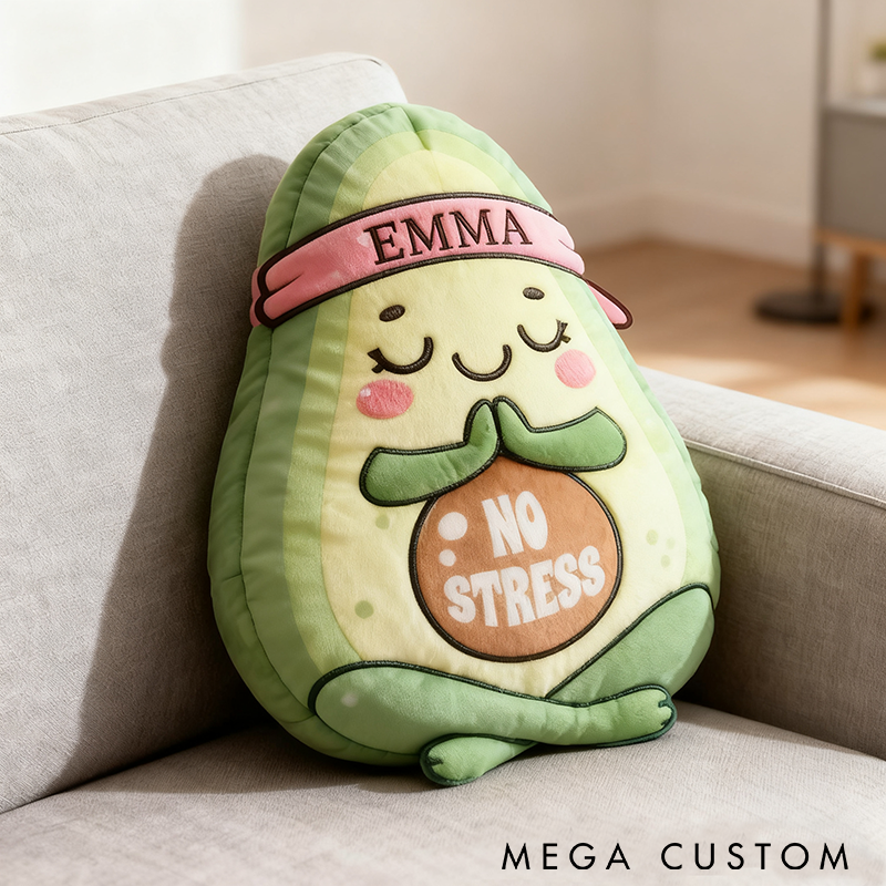 Personalized Avocado Yoga Pillow Yoga Meditation Pillow Custom Name Pillow No Stress Design for Relaxation and Meditation
