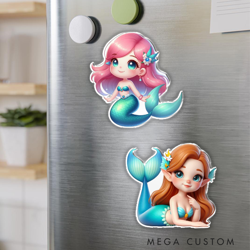 Personalized Cute Mermaid Fridge Magnet Custom Kids Gift Christmas Gift