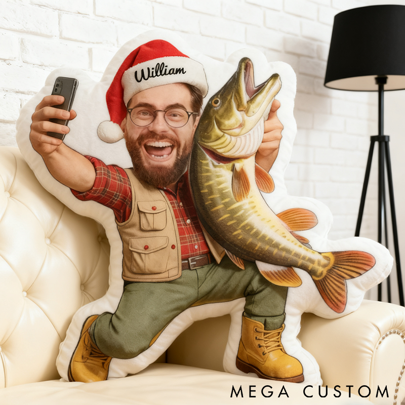 Personalized Fishing Pillow Funny Fishing Pillow Custom Photo Graphic 3D Print Perfect Gift for Fishing Enthusiasts and Cozy Home Decor