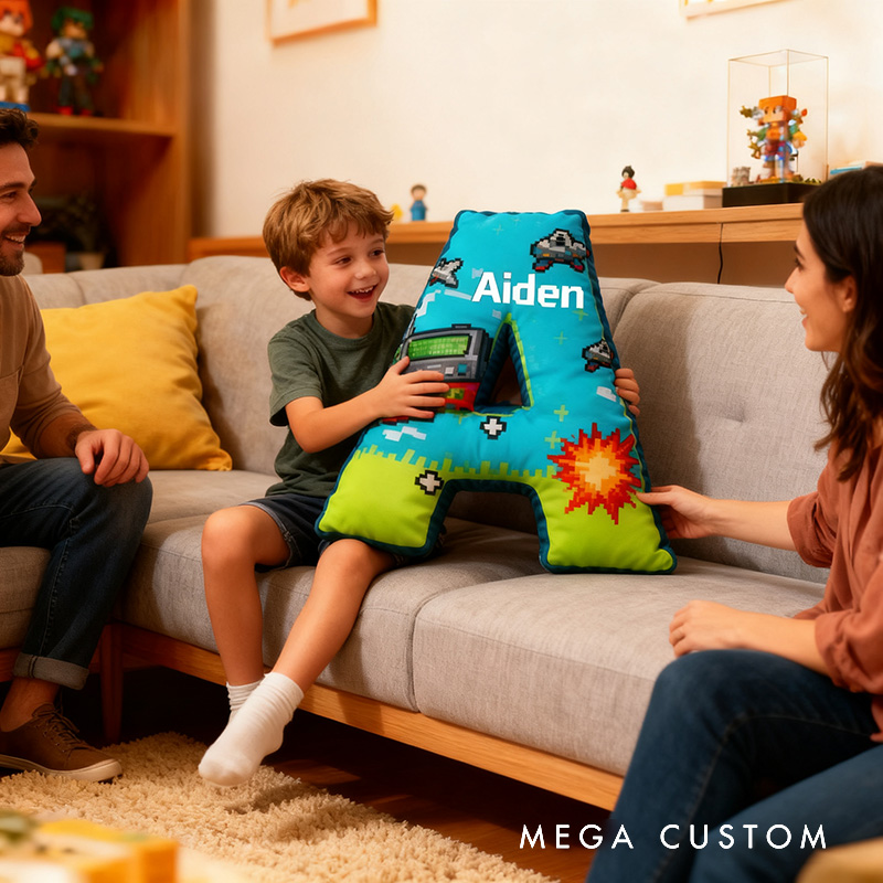 Personalized Game Letter Pillow for Game Lovers Plush Pillow Christmas Birthday Gift for Kids