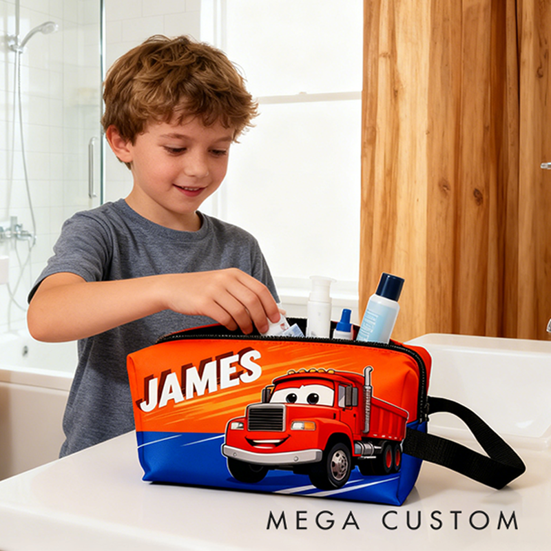 Personalized License Plate Print Toiletry Bag Customizable Name or License Plate Number Gift for Kids Collectors