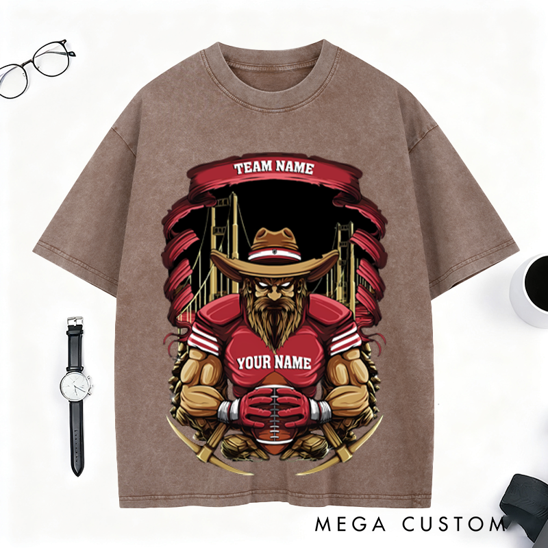 Personalized Cowboy Football T-Shirt Custom Team and Name for a Bold Western Style