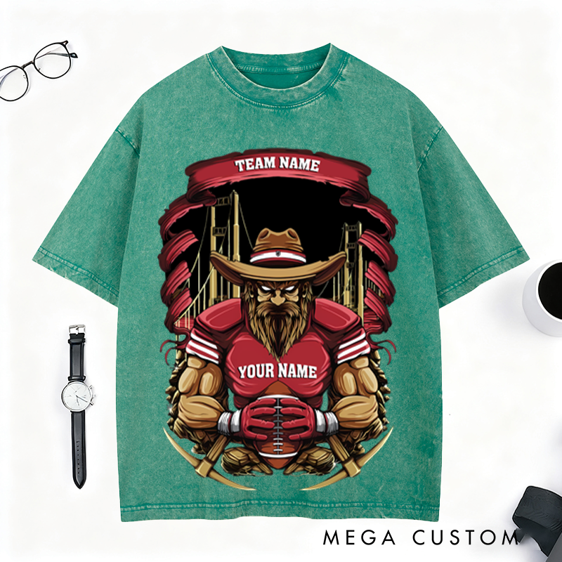 Personalized Cowboy Football T-Shirt Custom Team and Name for a Bold Western Style