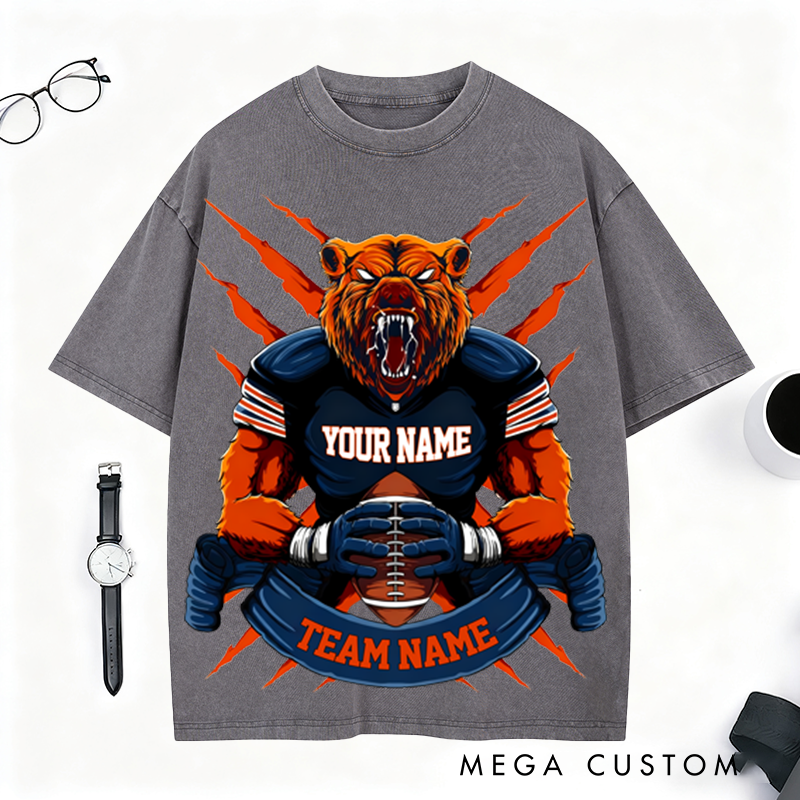 Personalized Fierce Bear Football T-Shirt Unleash Your Team Spirit in Style