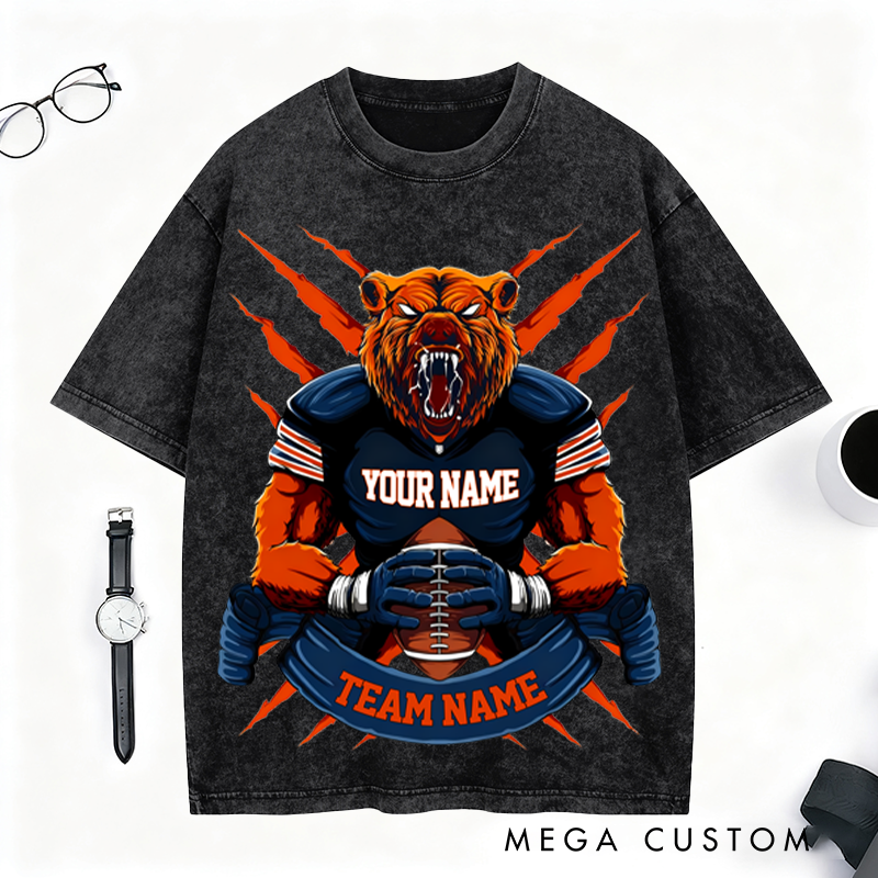 Personalized Fierce Bear Football T-Shirt Unleash Your Team Spirit in Style