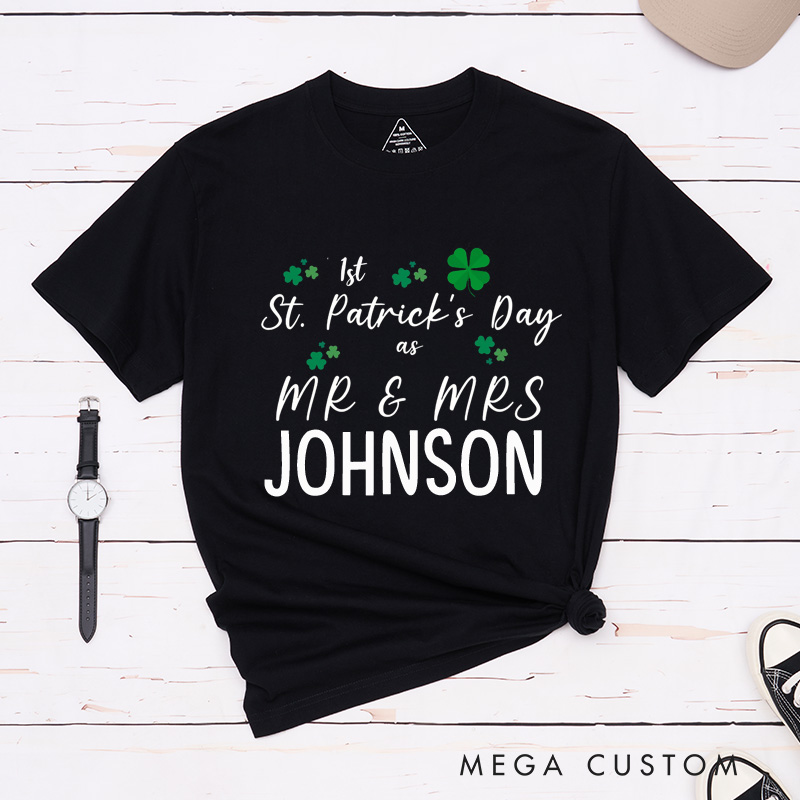Personalized Our First St. Patrick's Day as Mr and Mrs Matching Classic T-Shirt 