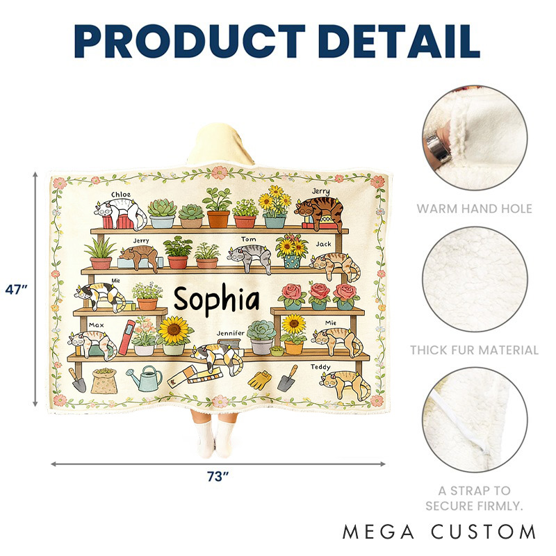 Personalized Blanket Hoodie Custom Wearable Blanket Hoodie with Name for Gardening Lovers 