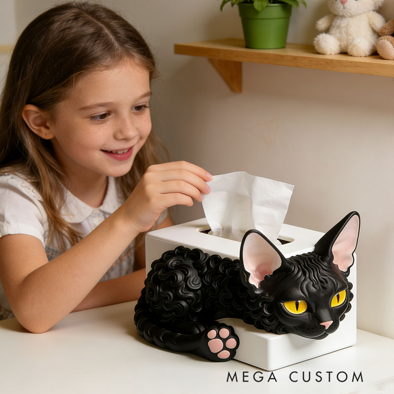 Devon Rex Tissue Box Cover 3D Printed Room Decor Cute Tissue Box Cover for Desk Room Kitchen or Bathroom