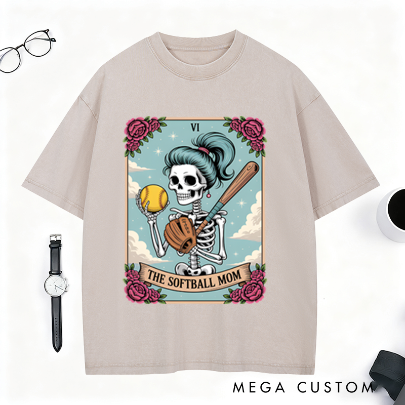 Personalized Softball Skeleton T-Shirt with Vibrant Floral Accents