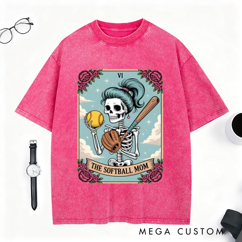 Personalized Softball Skeleton T-Shirt with Vibrant Floral Accents