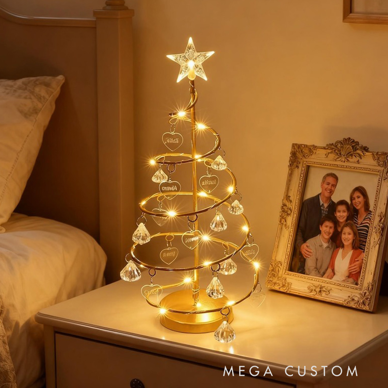 Personalized Christmas Tree Lights Custom Crystal Chandelier 1-16 Names Family Tree Night Light Family Gift