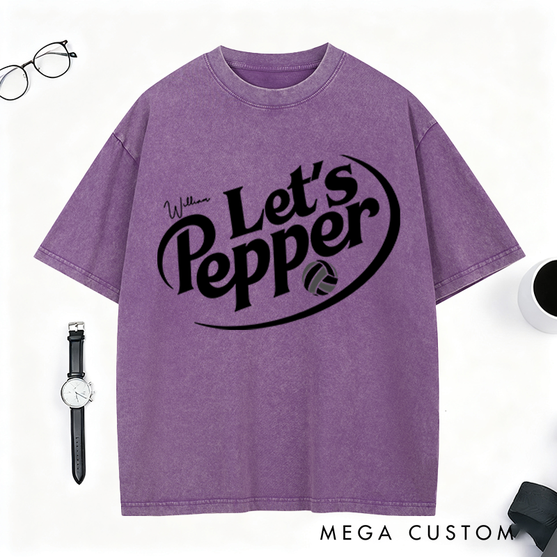 Personalized Volleyball Washed T-Shirt with Custom Name and Design