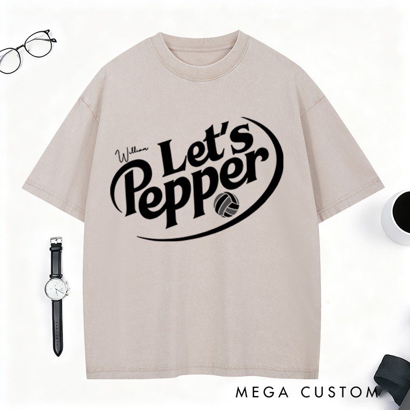 Personalized Volleyball Washed T-Shirt with Custom Name and Design