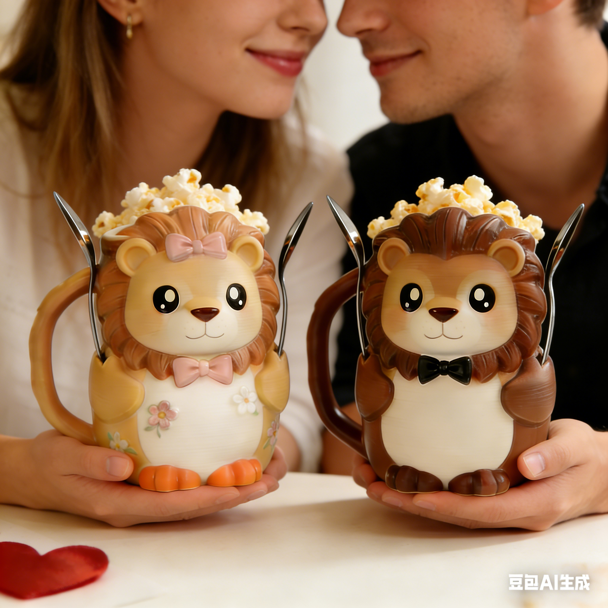 Personalized Cute Lion Couple Ice Cream Pint Holder 3D Printed with Spoon Slots & Snack Drawer Anniversary Gift Valentine's Day Gift for Him Her