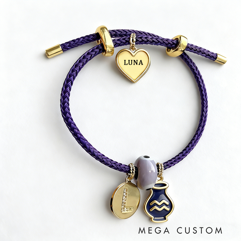 Personalized Zodiac Initials Couple Bracelet Engraved Constellation Charm Gift for Lovers Romantic Connection