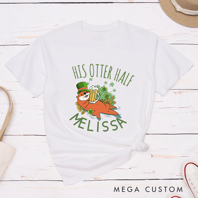 Personalized St. Patrick's Day Funny Otter Couple Matching Classic T-Shirt 
