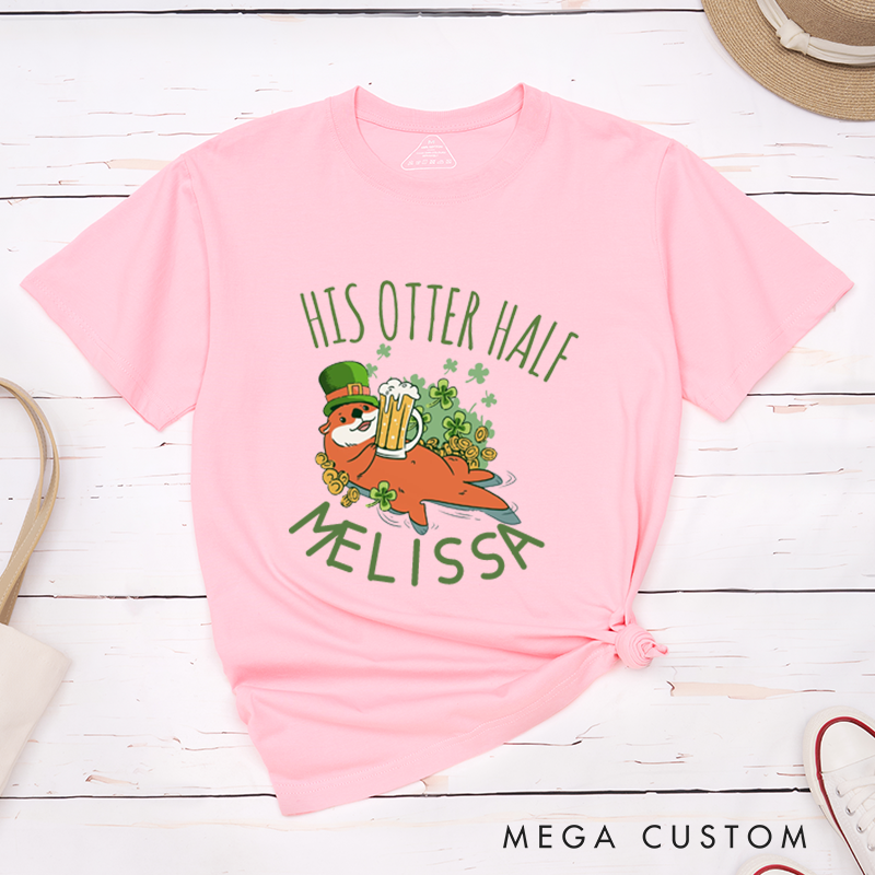 Personalized St. Patrick's Day Funny Otter Couple Matching Classic T-Shirt 