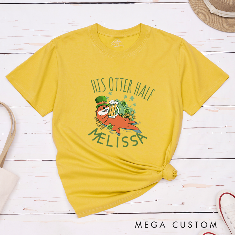 Personalized St. Patrick's Day Funny Otter Couple Matching Classic T-Shirt 